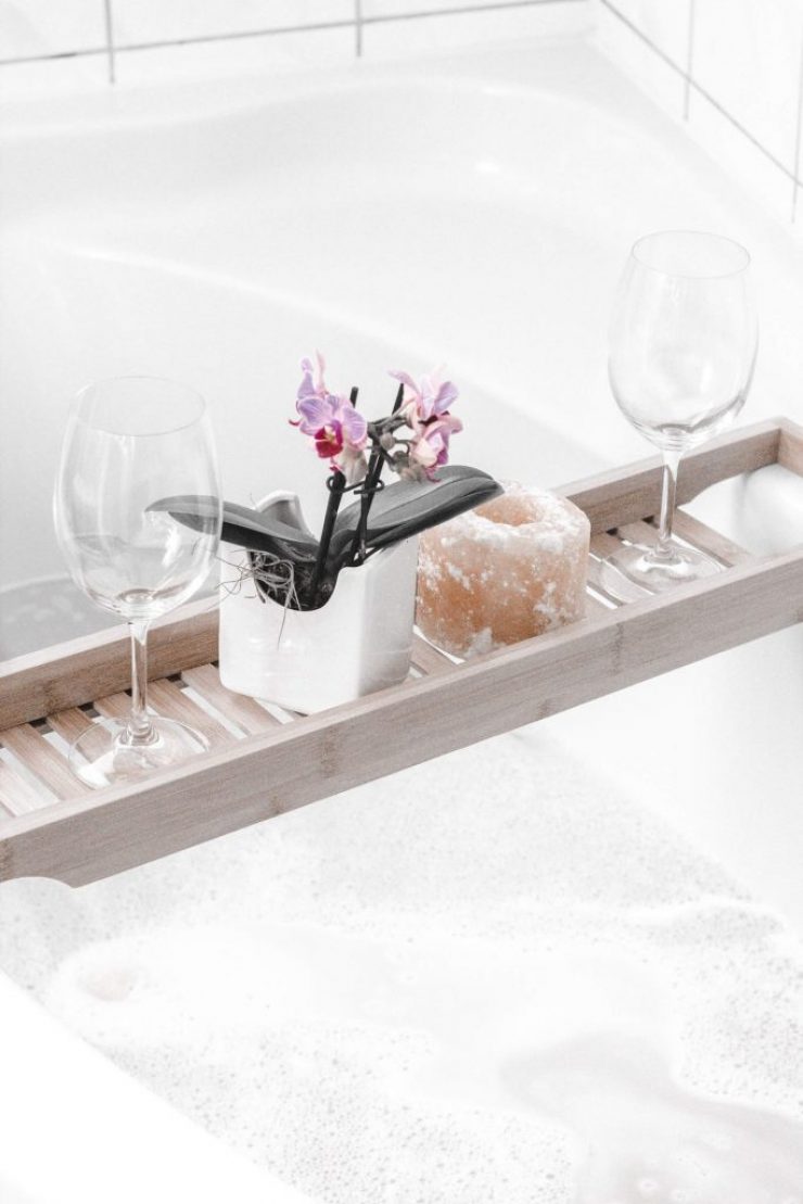 Bath with wine glasses